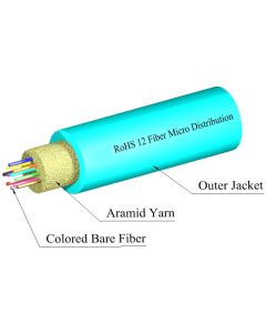 TLC 12 Fiber MM 50um OM3 ClearCurve Micro Distribution Fiber Optic Cable Plenum Aqua