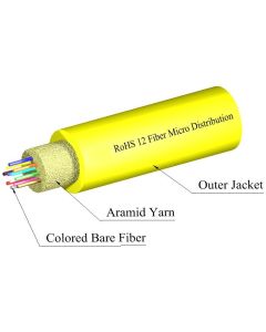 TLC Micro Distribution Fiber Optic Cable, 2 Fiber, Singlemode, 2mm subs, Plenum, Yellow | Plus Corning® SMF-28® Ultra Fiber