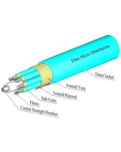 TLC Micro-Distribution Cable 144 Fiber Multimode 50/125um (OM3) ClearCurve Plenum Aqua
