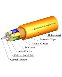 TLC 48 Fiber MM 62.5 InfinCor 300 Micro Distribution Fiber Optic Cable Plenum Orange