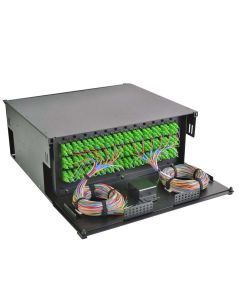 FIS Rack Mount Enclosure 4RU Loaded with 12 Duplex SC/APC Plates Pigtails & Splice Trays Black