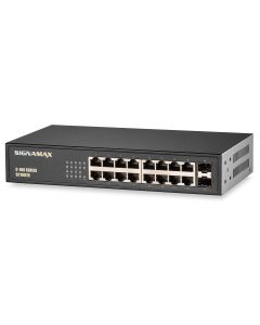 Signamax Media Switch C-100 16 Port 10/100/1000 Base T/TX (RJ45) with 2 1000/GbE SFP Ports Unmanaged Switch