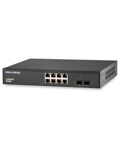 Signamax Media Switch C-100 8 Port 10/100/1000 Base T/TX (RJ45) PoE+ with 2 1000/GbE SFP Ports Unmanaged Switch