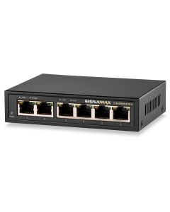 Signamax Media Switch C-100 4 Port 10/100/1000 Base T/TX (RJ45) PoE+ with 2 10/100/1000 Base T/TX (RJ45) Ports Unmanaged Switch