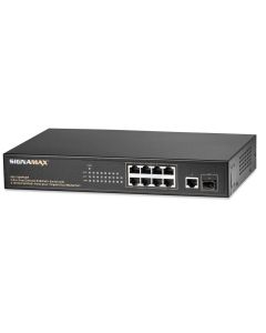 Signamax 8-Port 10/100BaseT/TX Unmanaged PoE+ Switch plus 1-10/100/1000BaseT/TX Dual Media Port