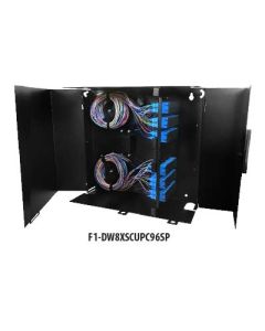 FIS Wall Mount Enclosure 8 Panel Deluxe Loaded with 8 Duplex SC/UPC Plates Pigtails & Splice Trays Black