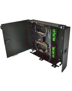 FIS Wall Mount Enclosure 2 Panel Deluxe Loaded with 2 Duplex SC/APC Plates Pigtails & Splice Trays Black
