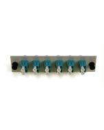 FIS Adapter Plate 6-Pack LC Duplex Multimode (OM3) Aqua Adapters Loaded (12 Fibers) Off White