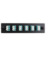 FIS LC Duplex 6 Pack Plate Loaded with Aqua OM3 MM Adapters Black