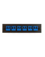 FIS Adapter Plate 6-Pack LC Duplex Singlemode Square Adapters Blue Adapters Loaded (12 Fibers) Black