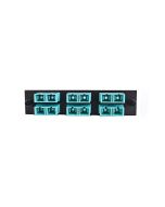 FIS Adapter Plate 6-Pack SC Duplex Multimode (OM3) Aqua Adapters Loaded (12 Fibers) Black