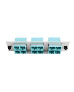 FIS Adapter Plate 6-Pack SC Duplex Multimode (OM3) Aqua Adapters Loaded (12 Fibers) Off White