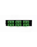 FIS Adapter Plate 6-Pack SC Duplex Singlemode APC Green Adapters Loaded (12 Fibers) Black