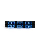 FIS Adapter Plate 6-Pack SC Duplex Singlemode Blue Adapters Loaded (12 Fibers) Black