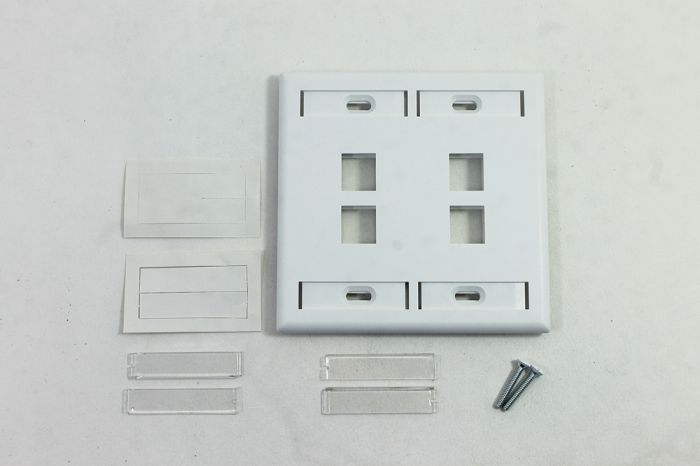 Leviton QuickPort 4 Port Dual Gang Wallplate, White - Fiber Instrument Sales