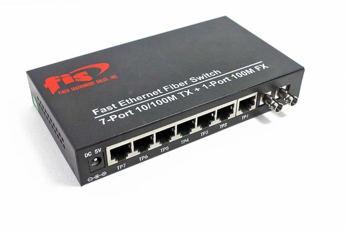 FIS Media Switch ST Multimode (1) Fiber Port & (7) 10/100 Twisted Pair  Ports 8-Port