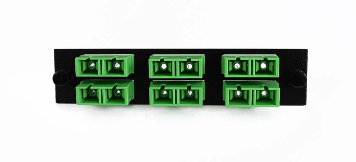 Single Mode - Loaded - Green Adapters 6 Pack SC/APC Adapter Panel 